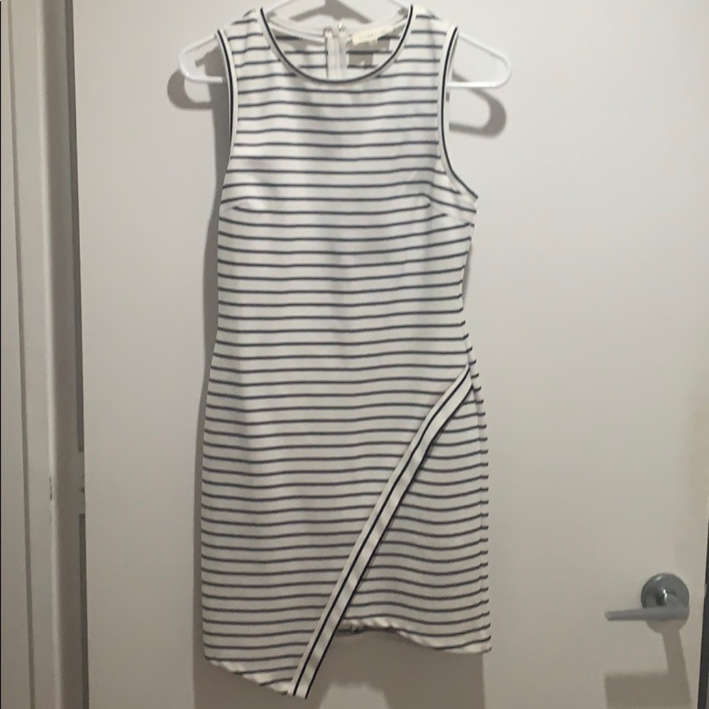 Black/white striped body con tank dress